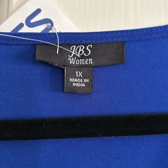 JBS Blue New with tags dress flutter sleeves. Rhinestone accent sz 1x - Picture 2 of 5